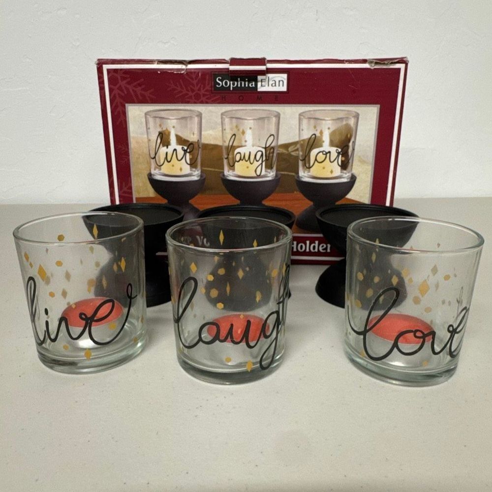 Sophia & Elan “Live Laugh Love” 6-Piece Votive Candle Holder Set